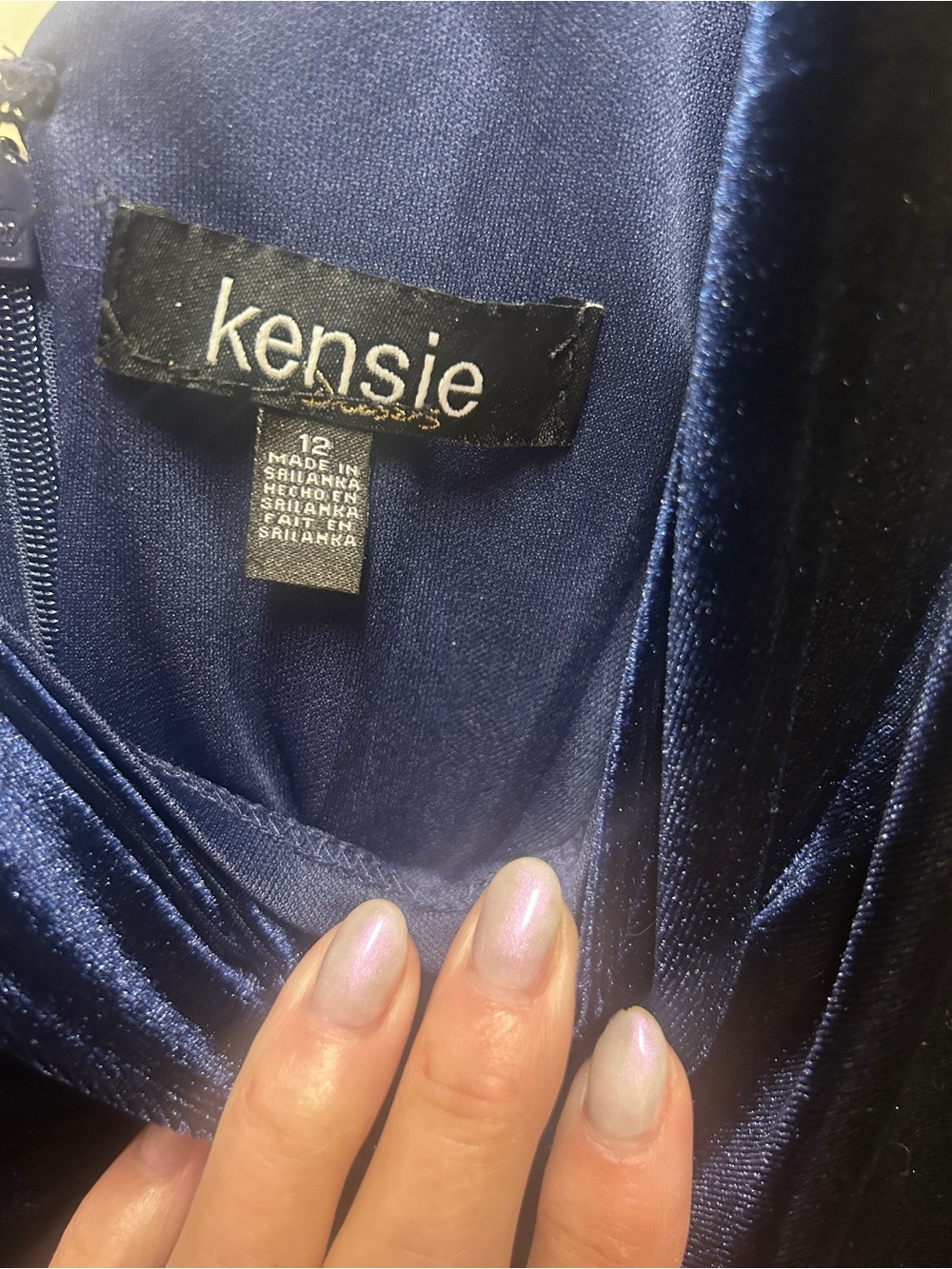 Kenzie Sleeveless Velvet Cowl Neck Midi Dress - Navy, Size 12 - Picture 9 of 10